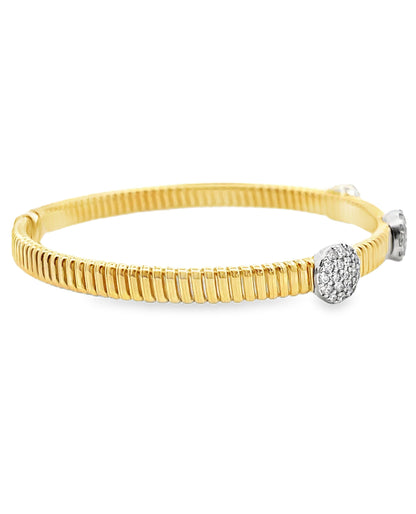 Simon G. LB2759 18K Two Tone Gold Bangle Bracelet with Diamonds