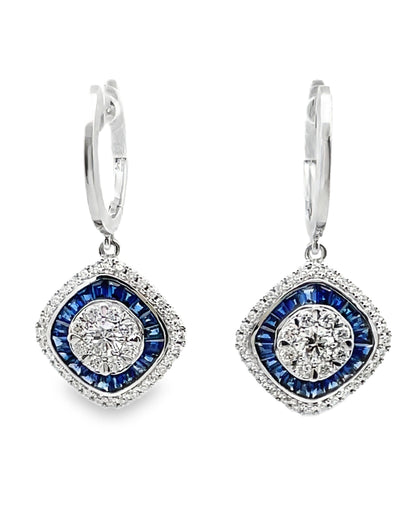 Simon G. LE4799 18K White Gold Sapphire & Diamond Drop Earrings