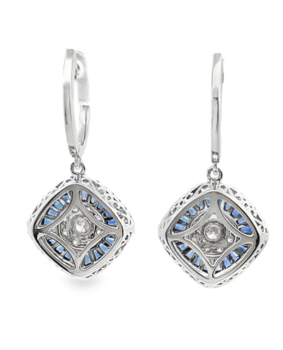Simon G. LE4799 18K White Gold Sapphire & Diamond Drop Earrings