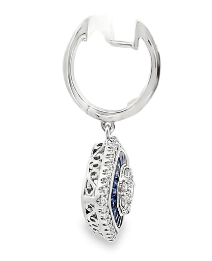 Simon G. LE4799 18K White Gold Sapphire & Diamond Drop Earrings