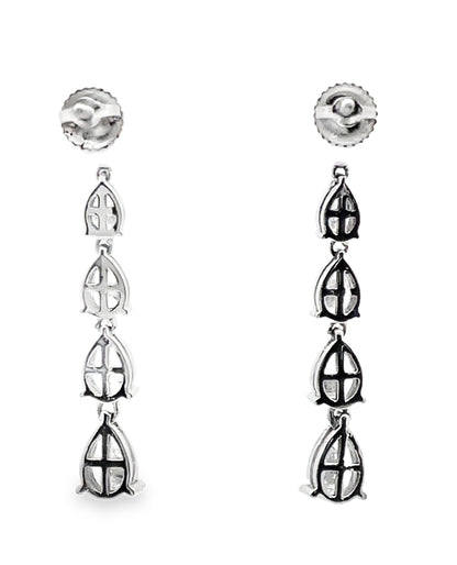 14K White Gold Lab Grown Diamond Graduating Pear Shaped Dangle Drop Earrings