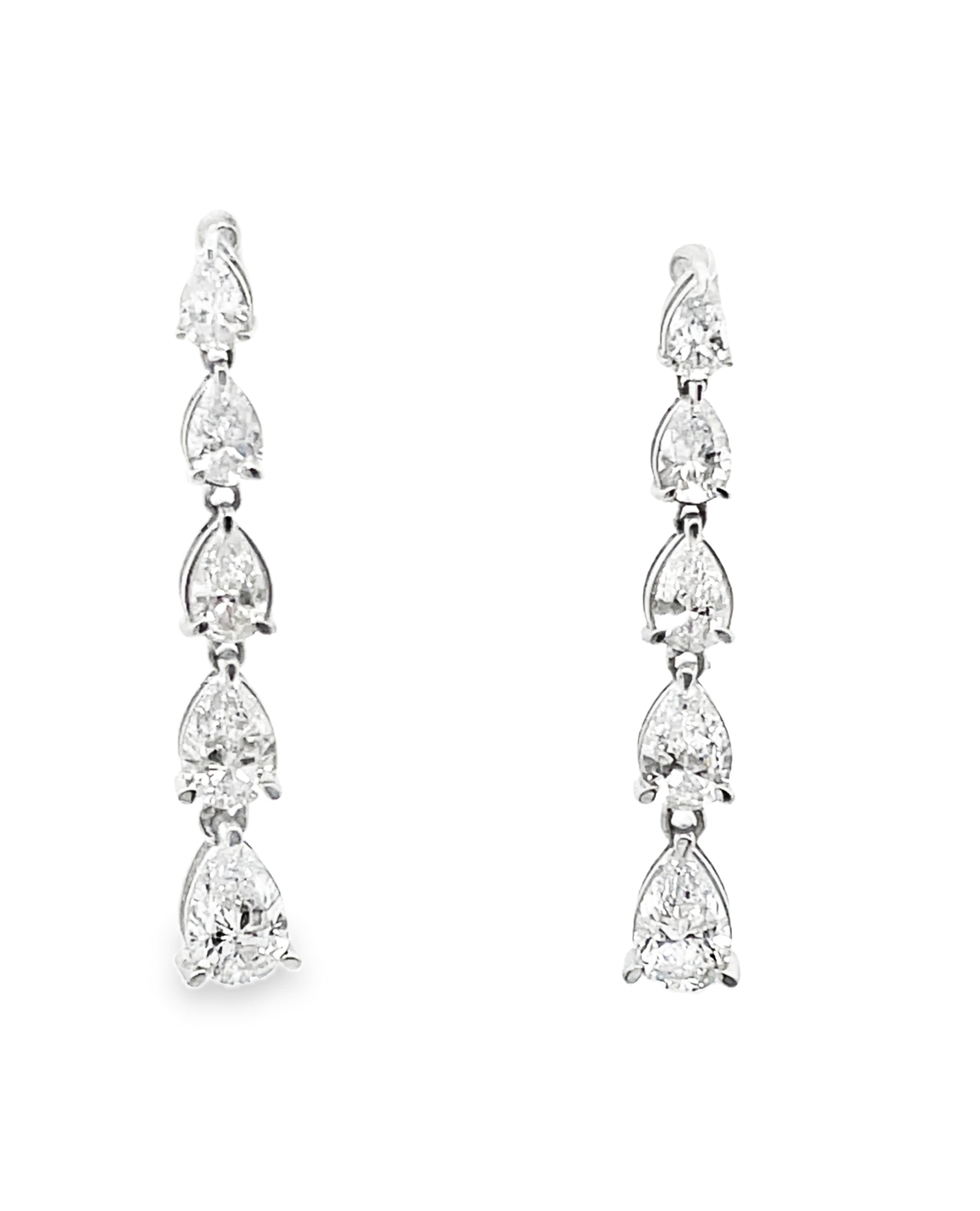 14K White Gold Lab Grown Diamond Dangle Earrings