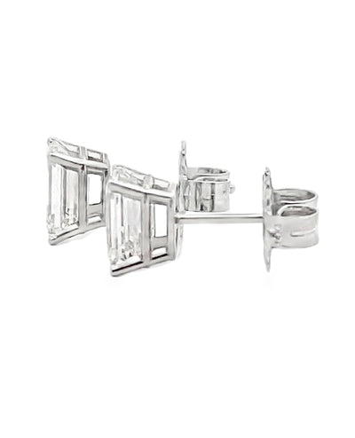 14K White Gold 2.14 ct Emerald Cut Lab Grown Diamond Stud Earrings