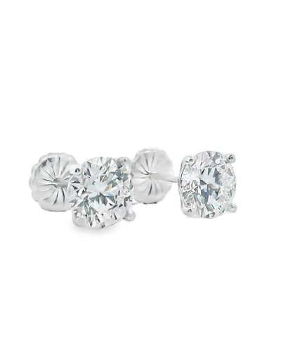 GIA Certified 14K White Gold Lab Grown Diamond Earrings 3.22 carats with Pushbacks