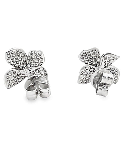 18K White Gold 0.90 Carat Diamond Flower Stud Earrings