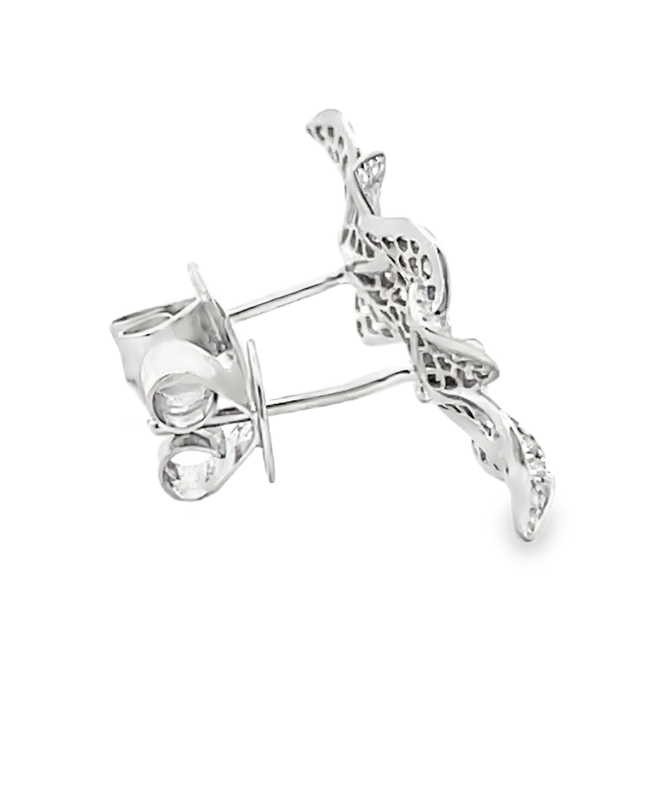 18K White Gold 0.90 Carat Diamond Flower Stud Earrings