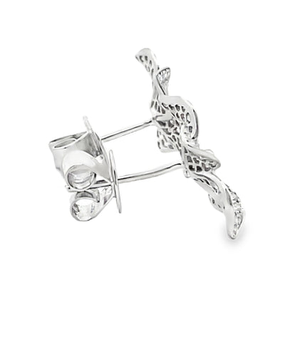 18K White Gold 0.90 Carat Diamond Flower Stud Earrings