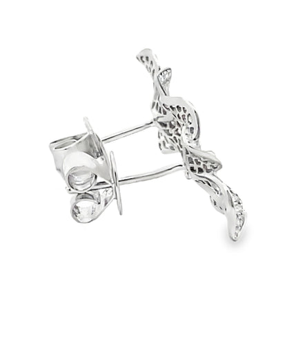 18K White Gold 0.90 Carat Diamond Flower Stud Earrings