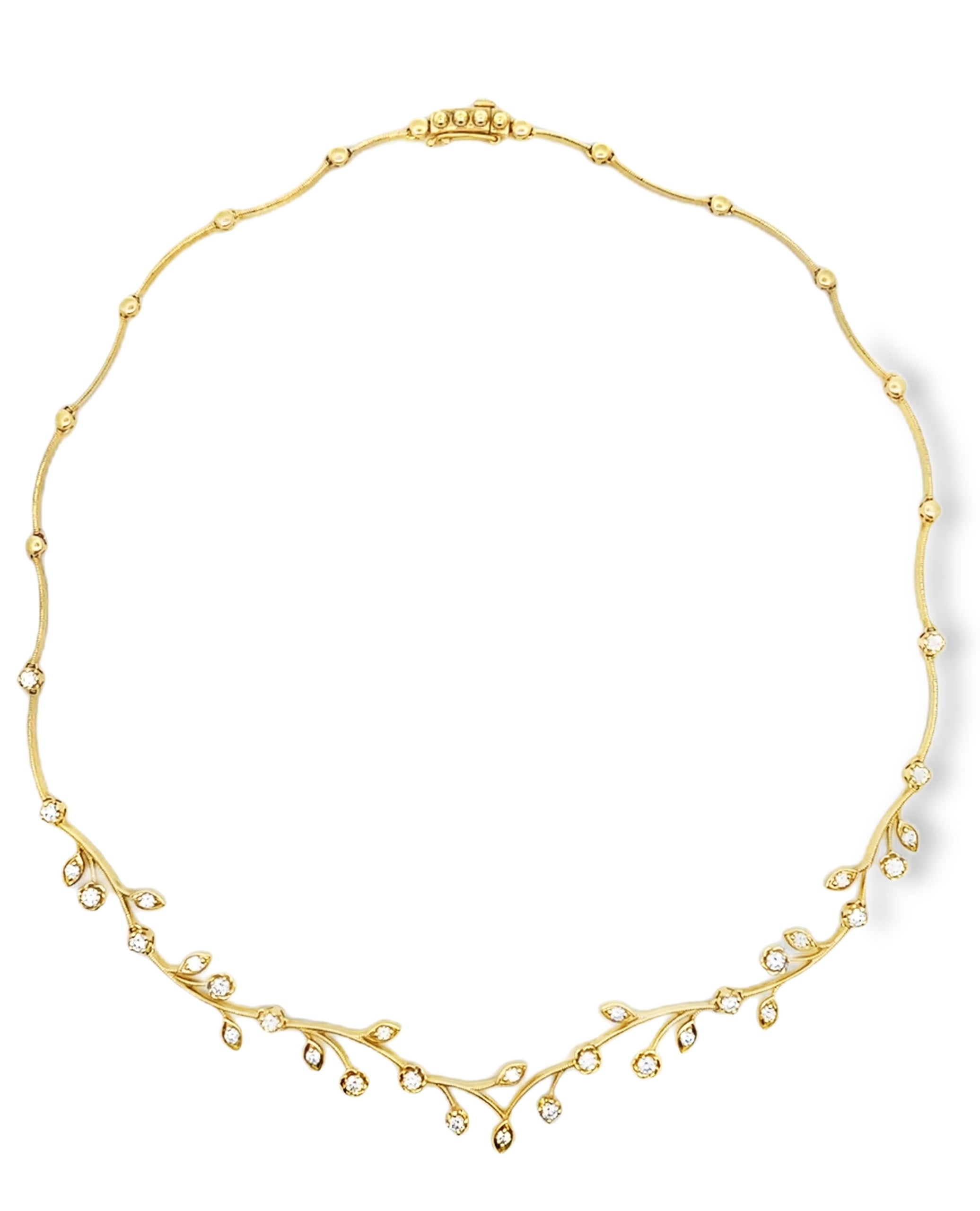 Simon G. LN4077 14K Yellow Gold Diamond Leaf Necklace