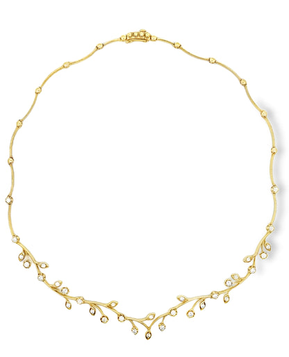Simon G. LN4077 14K Yellow Gold Diamond Leaf Necklace