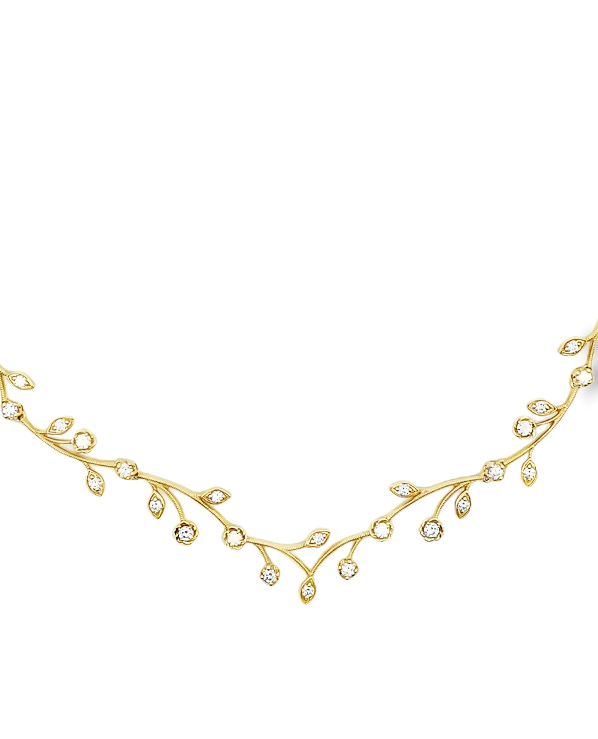 Simon G. LN4077 14K Yellow Gold Diamond Leaf Necklace