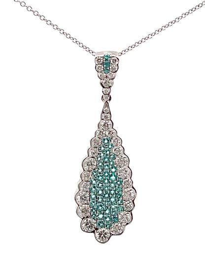 Simon G. LP4311-A 18K White Gold Paraiba Tourmaline and Diamond Pendant Necklace