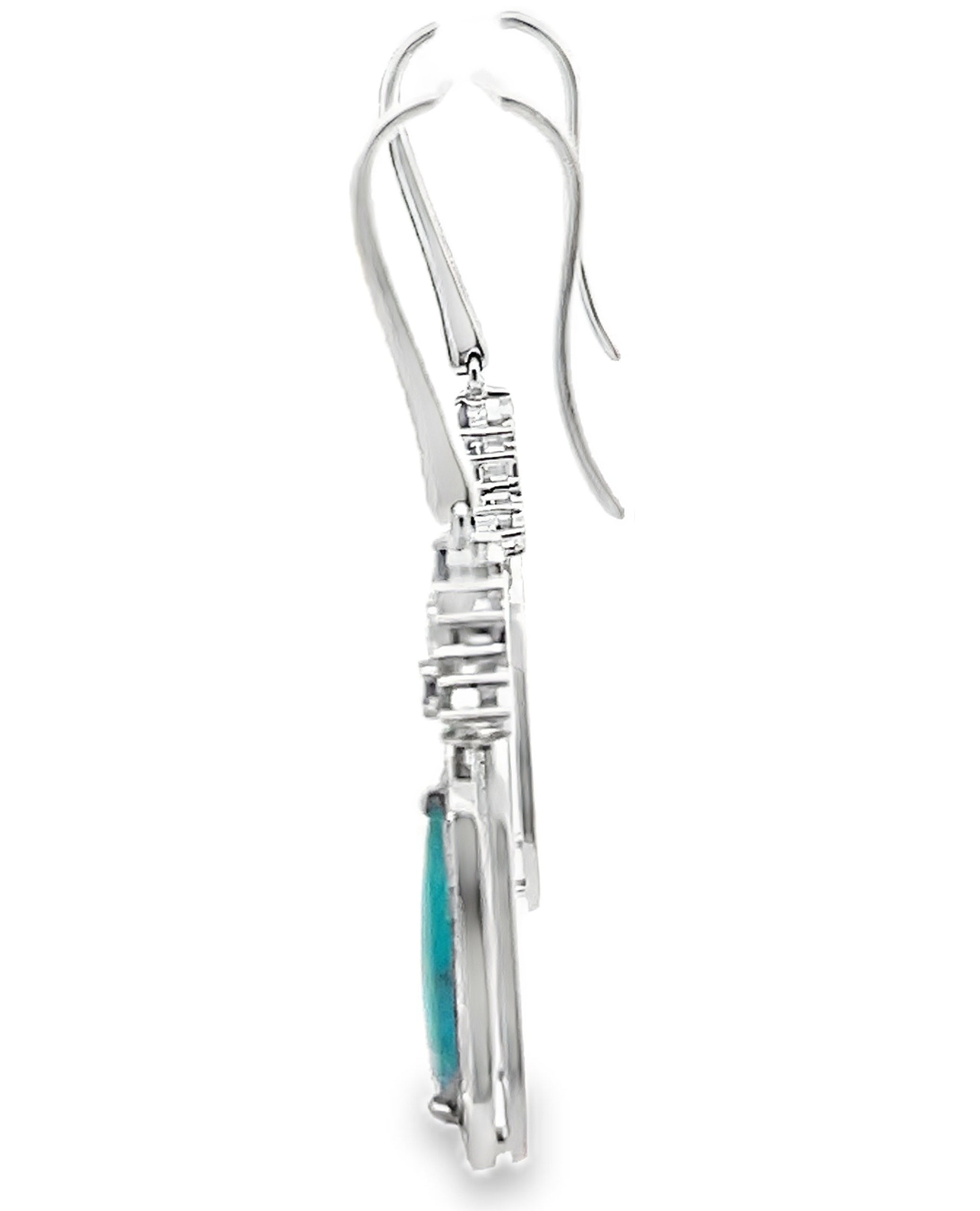 Simon G. LP4373 18K White Gold Dangle Sliced Paraiba & Diamond Earrings