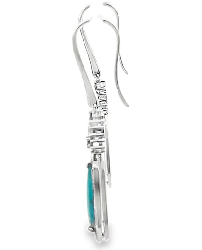 Simon G. LP4373 18K White Gold Dangle Sliced Paraiba & Diamond Earrings