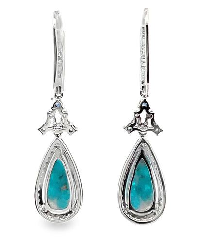 Simon G. LP4373 18K White Gold Dangle Sliced Paraiba & Diamond Earrings