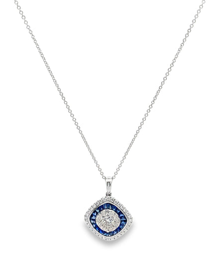 Simon G. LP4799 18K White Gold Sapphire and Diamond Necklace