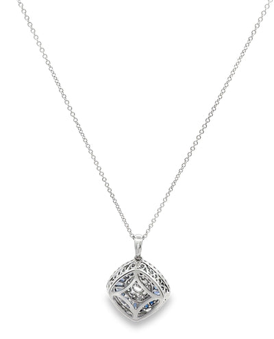 Simon G. LP4799 18K White Gold Sapphire and Diamond Necklace