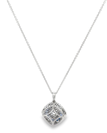 Simon G. LP4799 18K White Gold Sapphire and Diamond Necklace