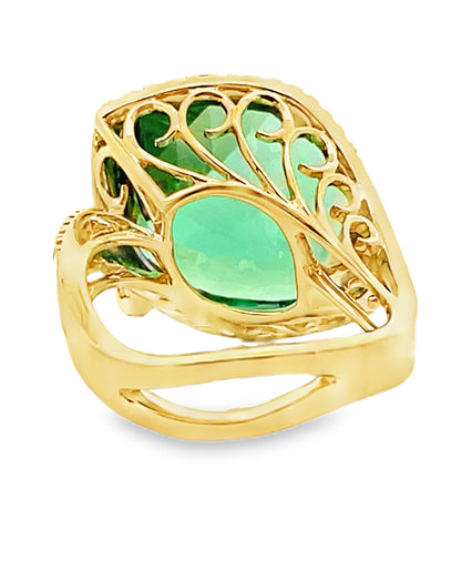 Simon G. LR2742 18K Yellow Gold Green Tourmaline & Diamond Ring