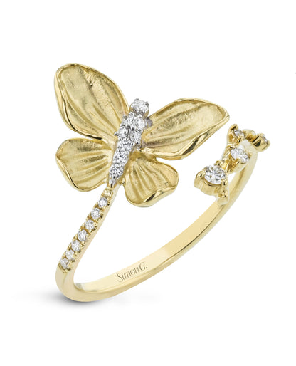 Simon G. LR2767 Butterfly Bypass Ring with Diamonds
