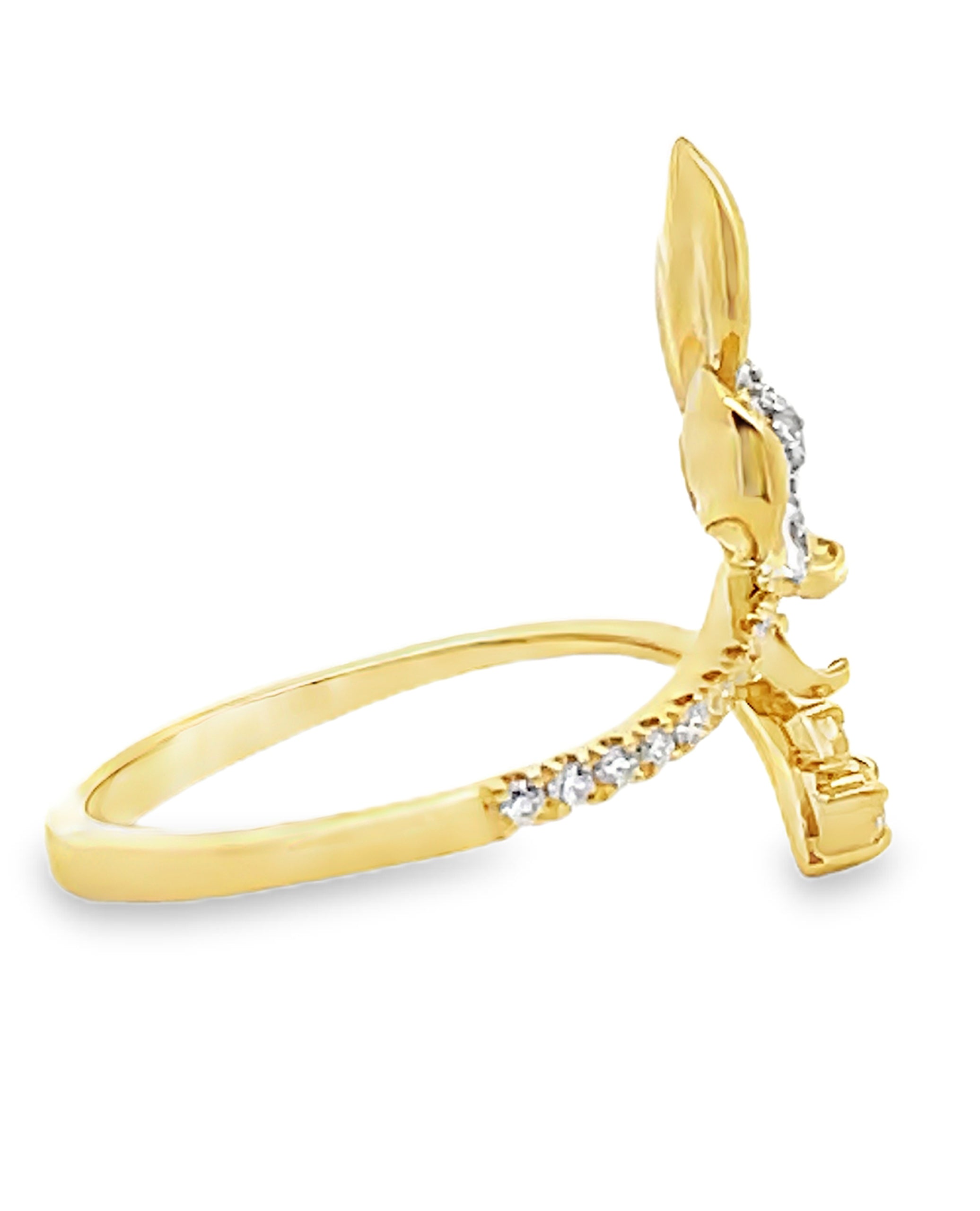 Simon G. LR2767 Butterfly Bypass Ring with Diamonds