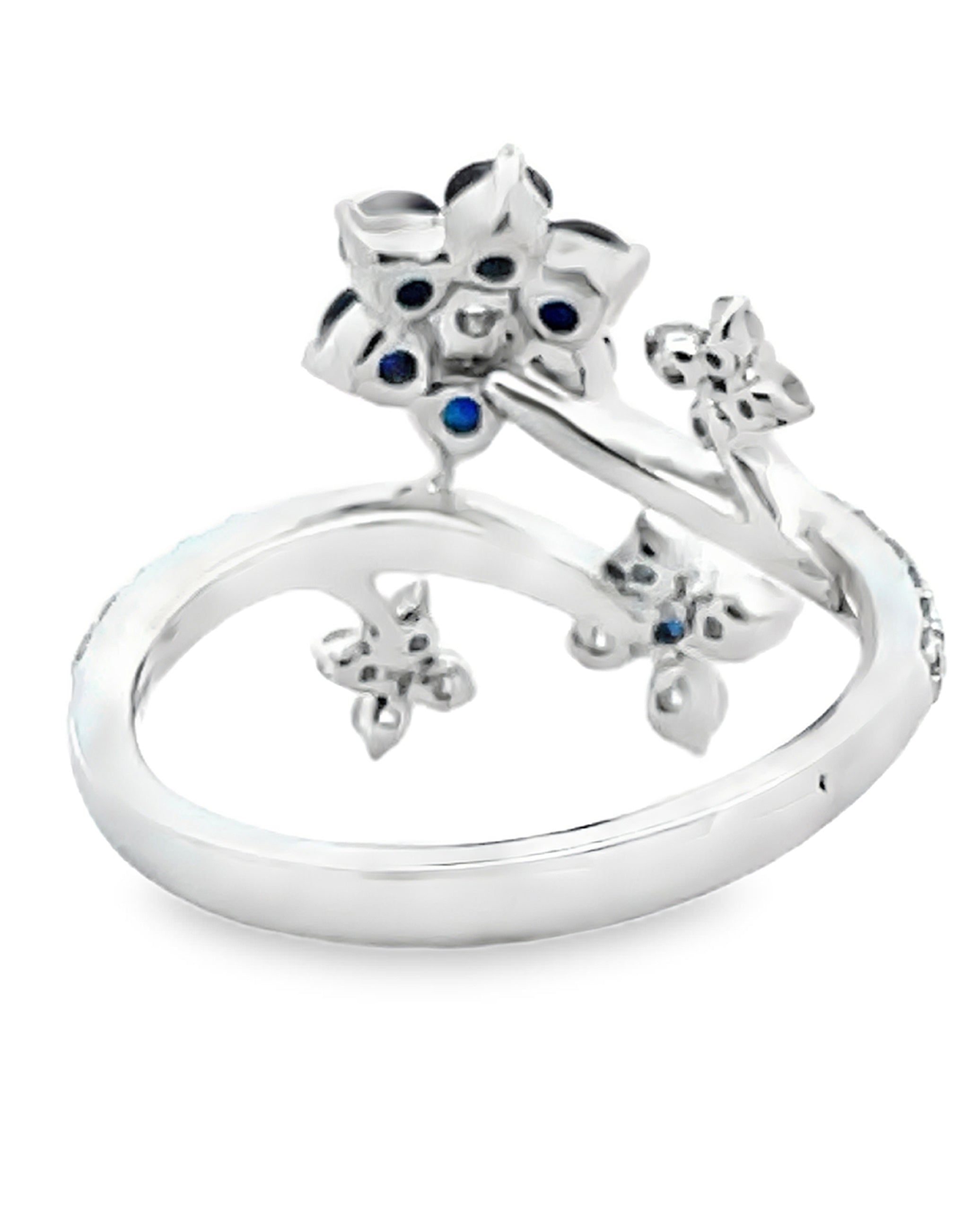 Simon G. LR3117 18K White Gold Sapphire & Diamond Flower Ring