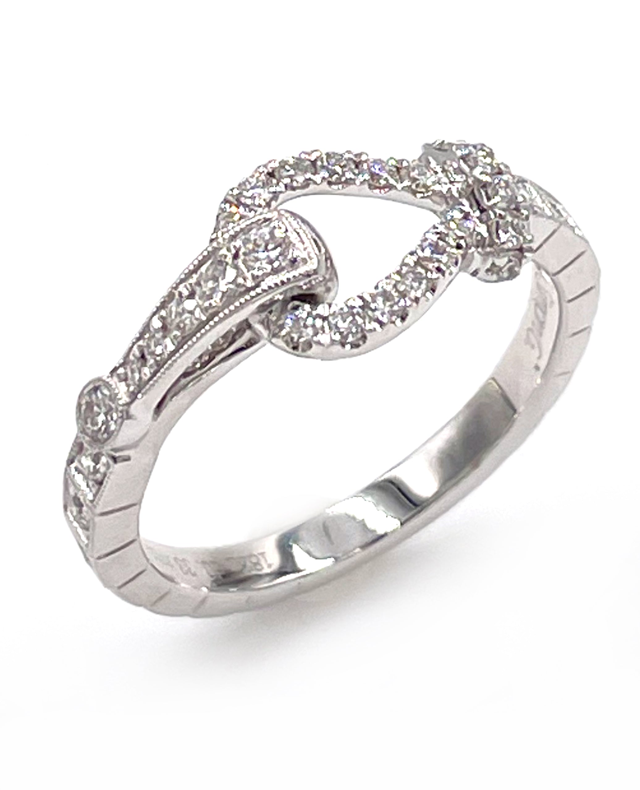 Simon G. LR3263 18K White Gold Buckle Ring