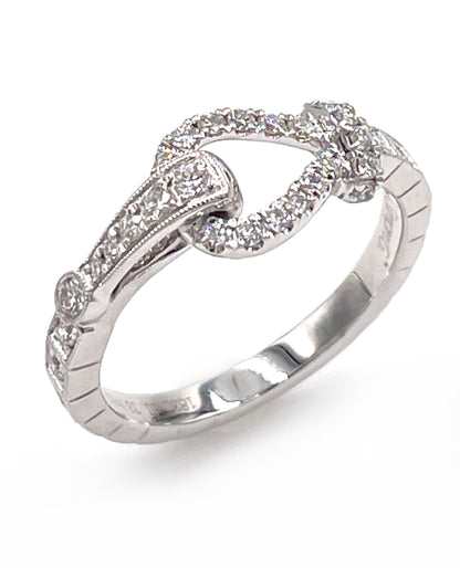 Simon G. LR3263 18K White Gold Buckle Ring