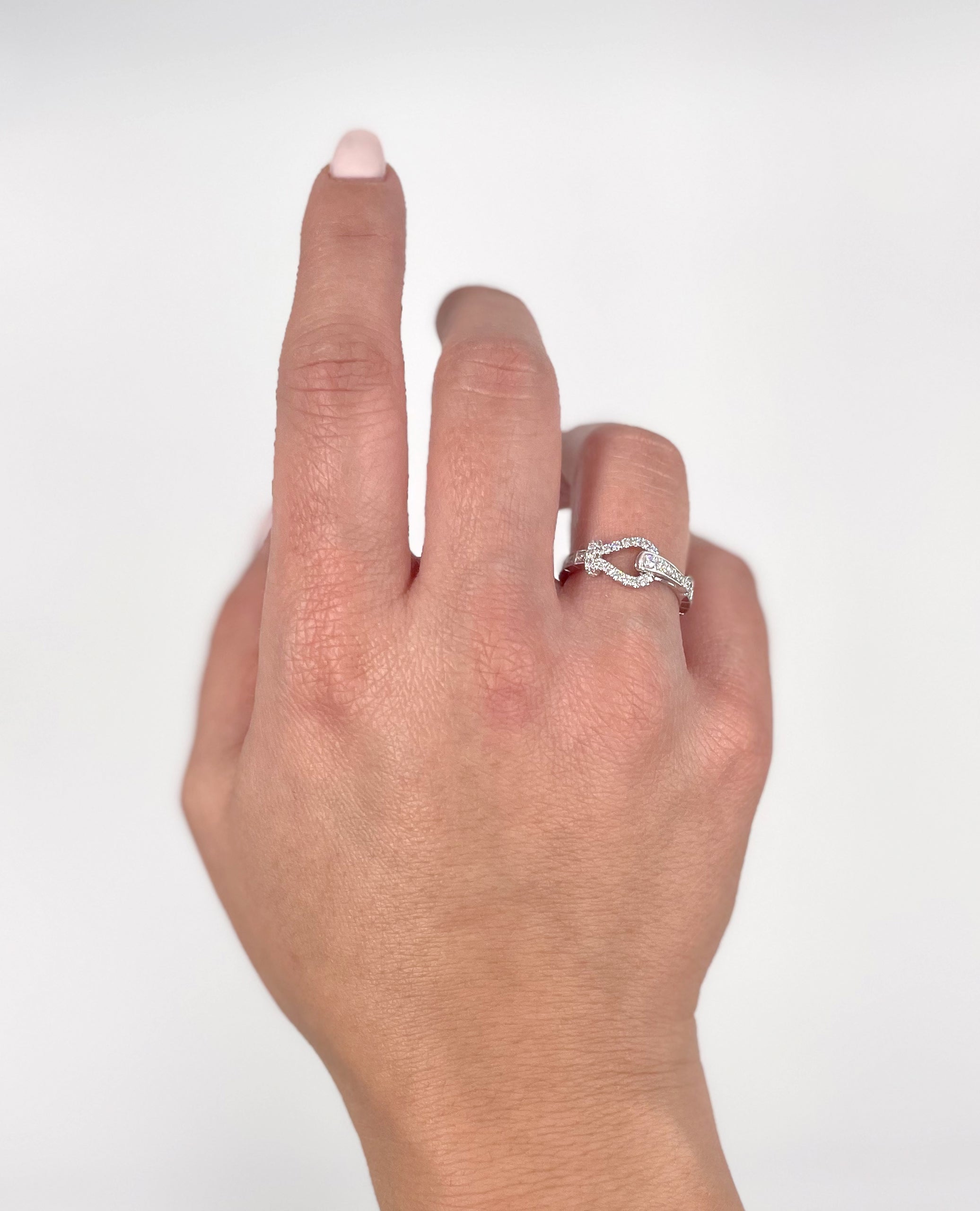 Simon G. LR3263 18K White Gold Buckle Ring