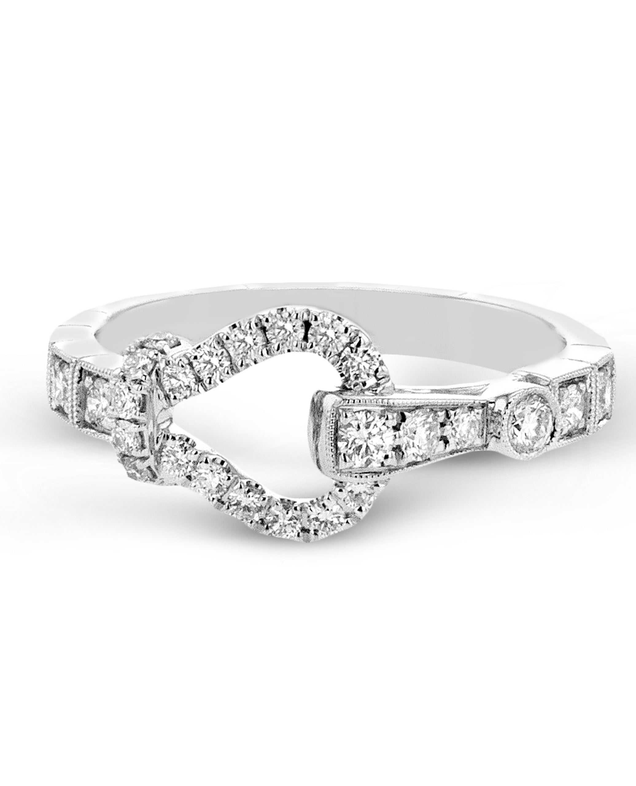 Simon G. LR3263 18K White Gold Buckle Ring