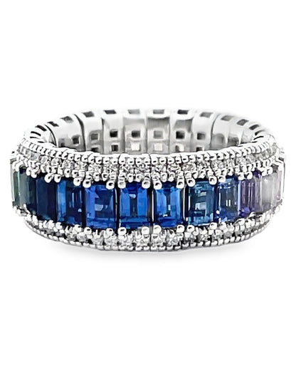 Simon G. LR3321 18K White Gold Multi Color Sapphire Flexible Ring