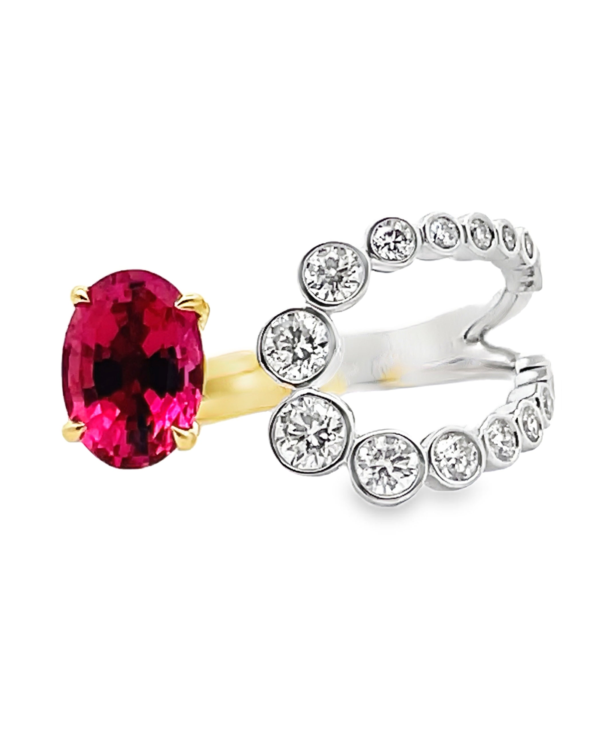 Simon G. LR3326 18K Gold Two Tone Ruby & Diamond Ring