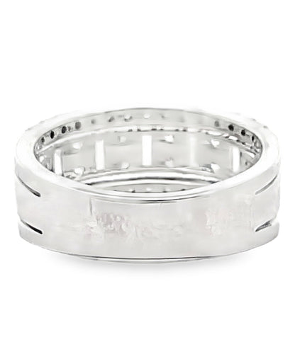 Simon G. LR3394 18K White Gold Baguette & Round Diamond Band