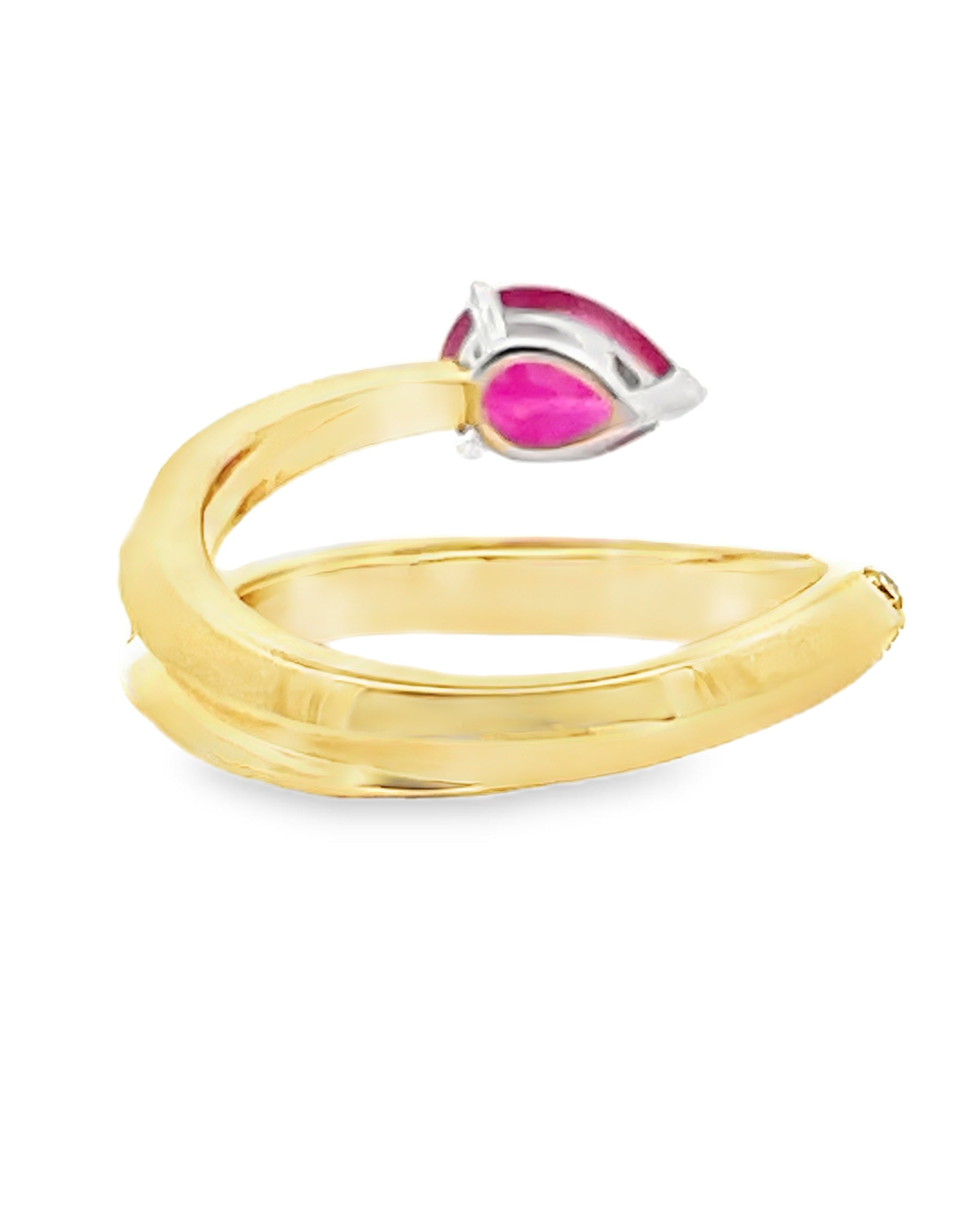 Simon G. LR4222 18K Gold Two Tone Ruby and Diamond Spiral Ring