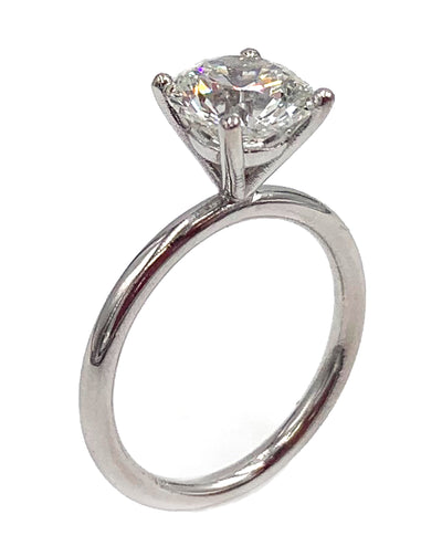 14K White Gold 4 Prong Solitaire Engagement Ring Setting