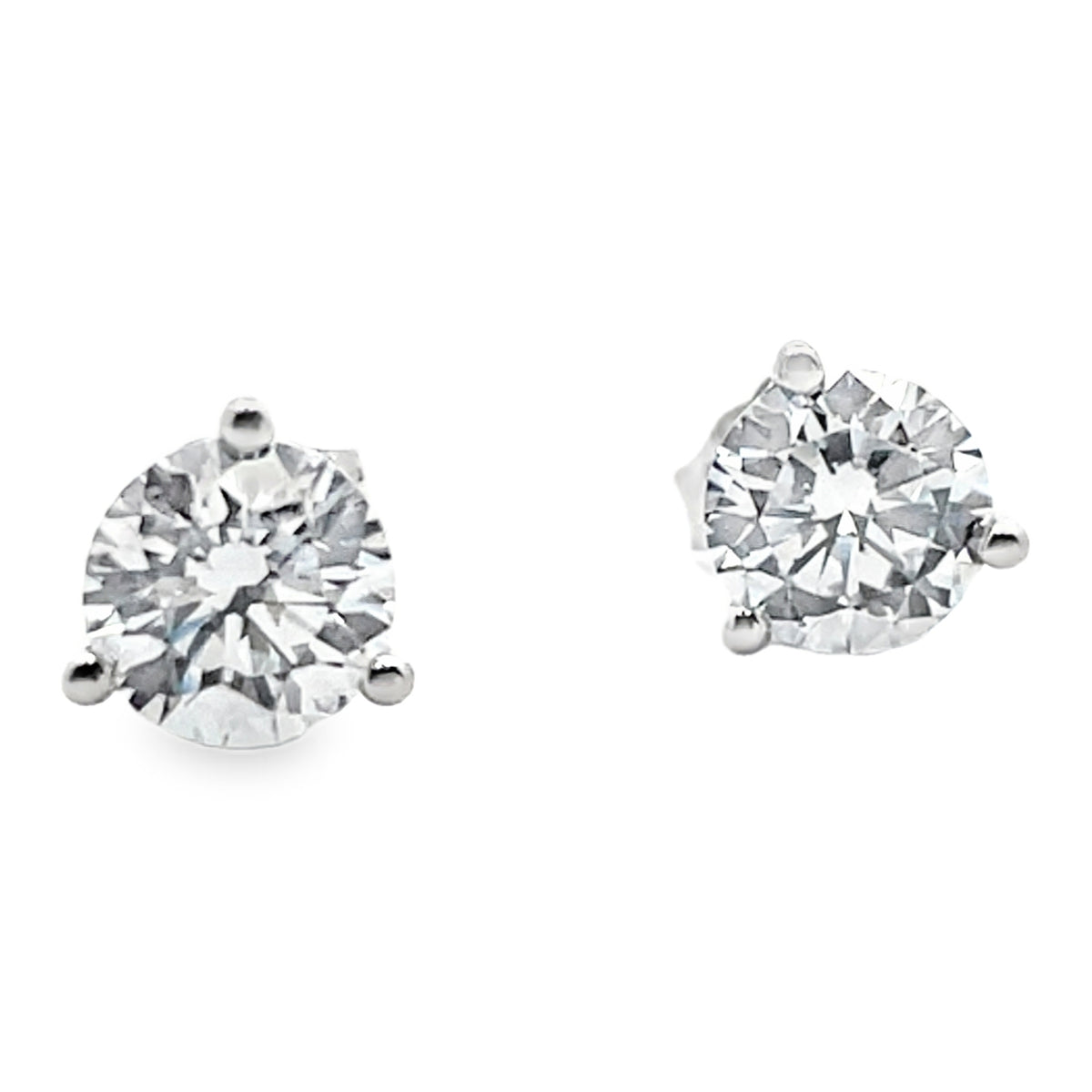 14K White Gold Lab Grown Diamond Stud Earrings- 1.50 Carats