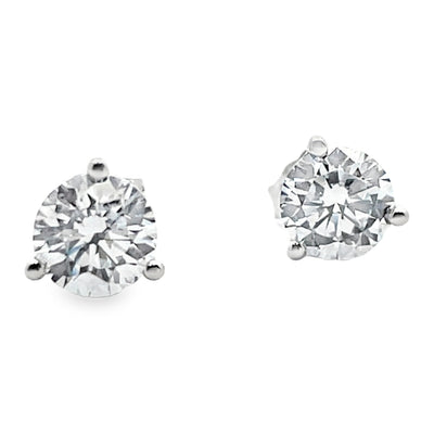 14K White Gold Lab Grown Diamond Stud Earrings- 1.50 Carats