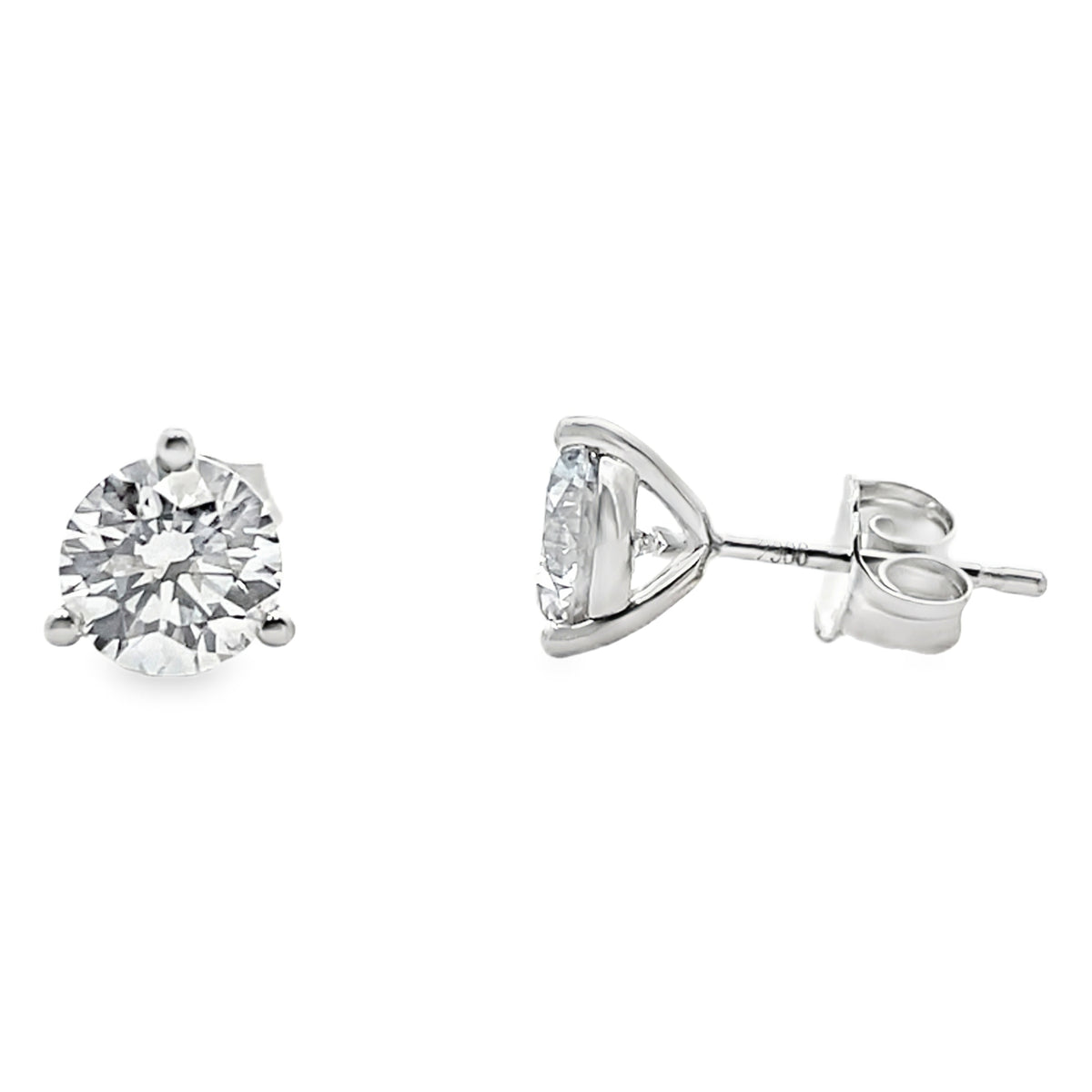 14K White Gold Lab Grown Diamond Stud Earrings- 1.50 Carats