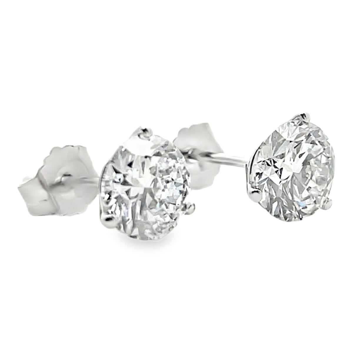 14K White Gold Lab Grown Diamond Stud Earrings - 2.00 Carats
