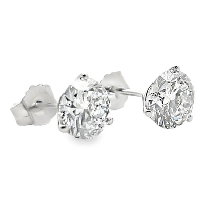 14K White Gold Lab Grown Diamond Stud Earrings - 2.00 Carats