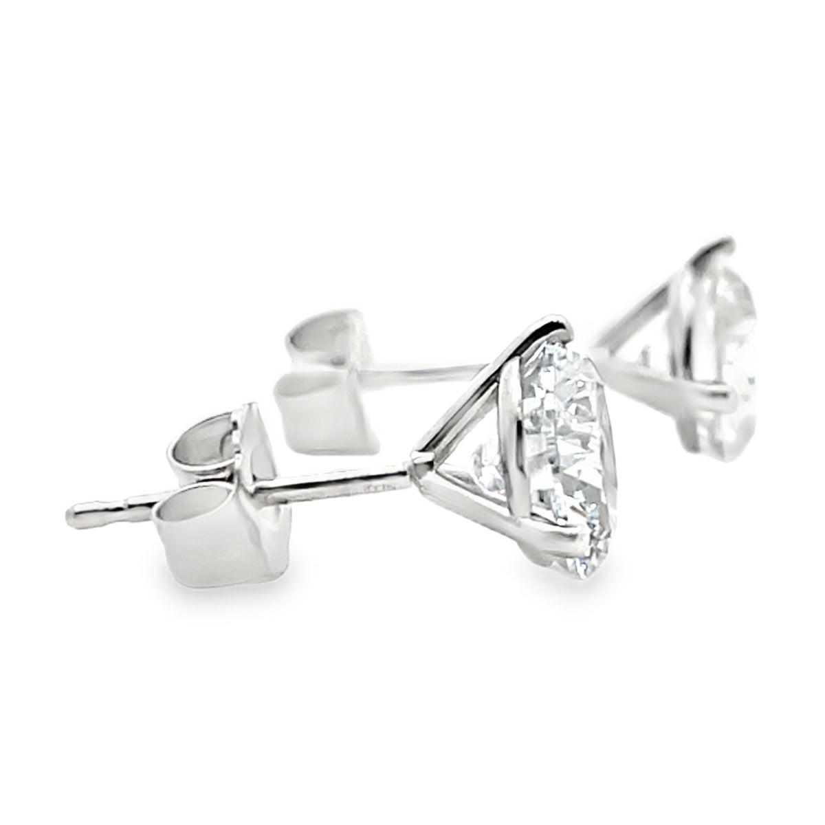 14K White Gold Lab Grown Diamond Stud Earrings - 2.00 Carats