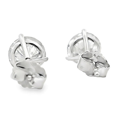 14K White Gold Lab Grown Diamond Stud Earrings - 2.00 Carats