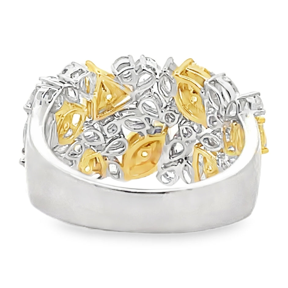 18K Two Tone Fancy Shaped Yellow & White Diamond Ring