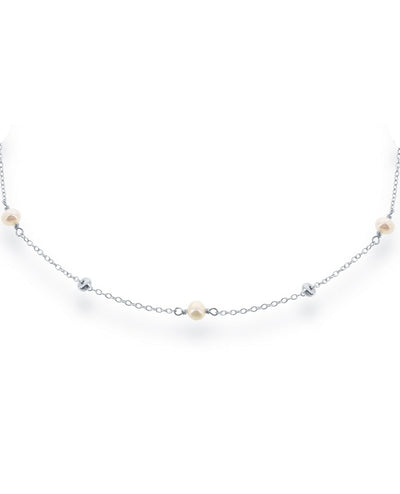 Sterling Silver and Freshwater Pearl Choker Necklace