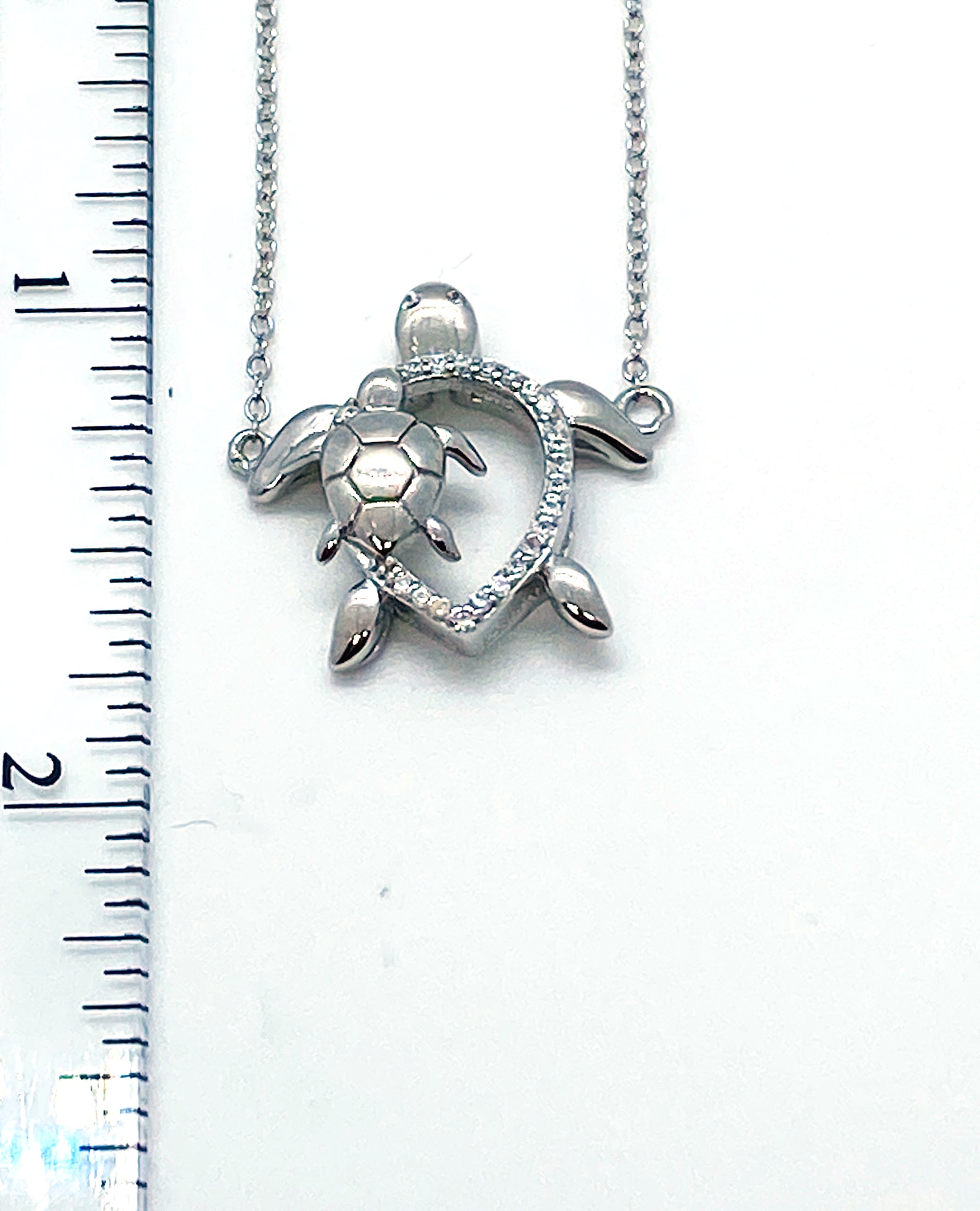 Sterling Silver Turtle with Baby Necklace