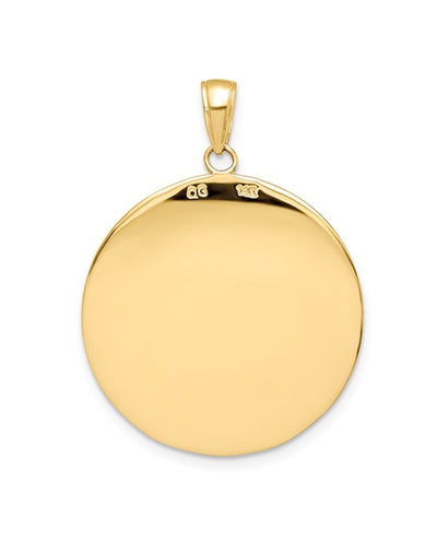 14K Yellow Gold St Christopher Round Medal Charm Pendant