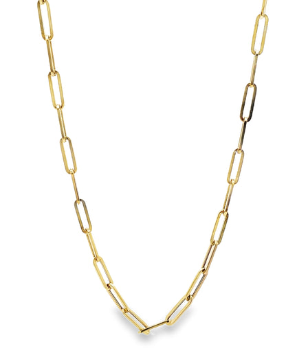 14K Yellow Gold 16" Paperclip Chain Necklace