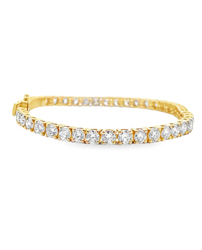 14K Yellow Gold Lab Grown Round Diamond 8.60 Carat Tennis Bracelet