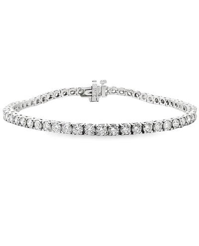 14K White Gold Lab Grown Round Diamond 5.25 Carat Tennis Bracelet