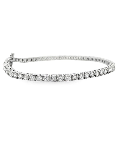 14K White Gold Lab Grown Round Diamond 5.25 Carat Tennis Bracelet